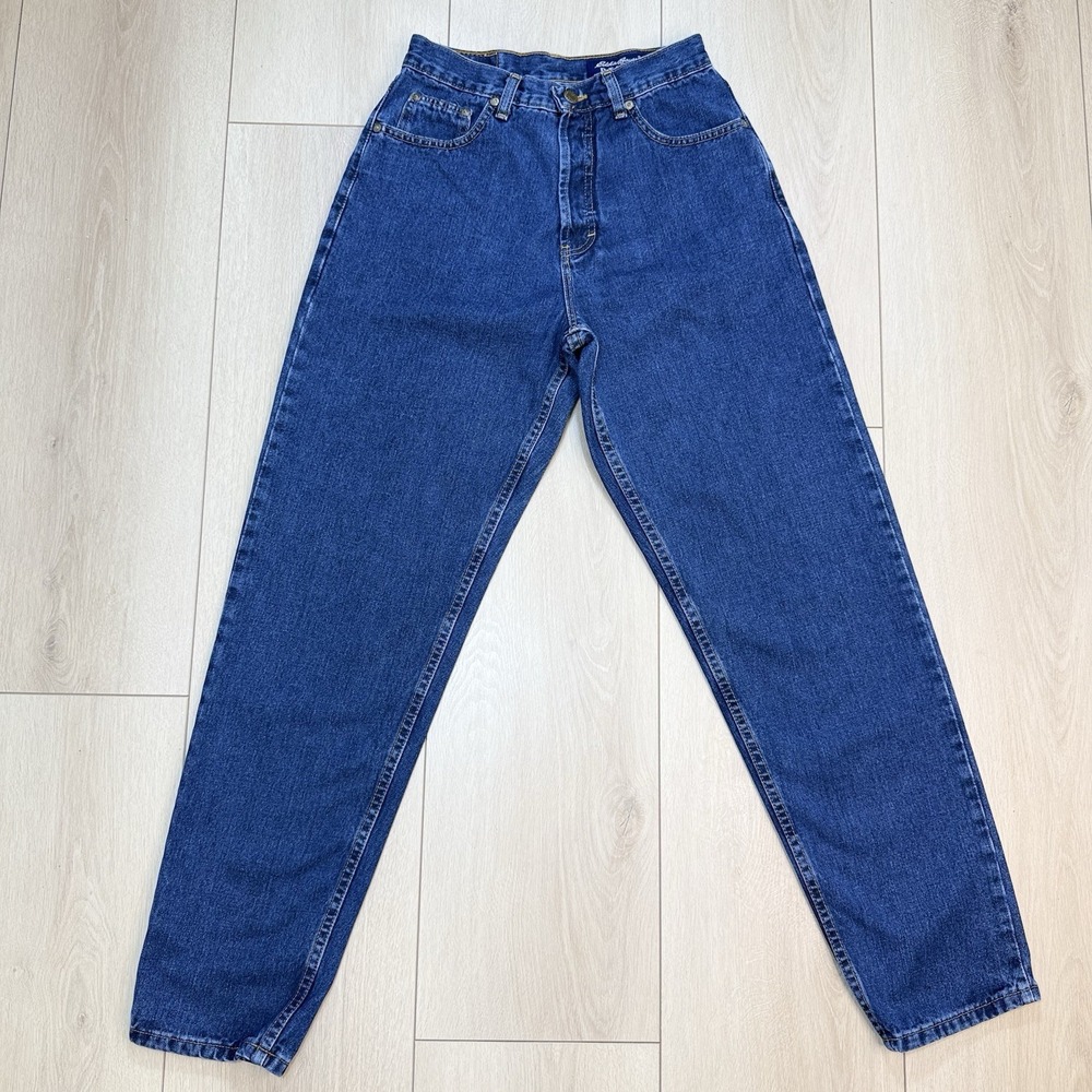 VTG Eddie Bauer High Rise‎ Tapered Jeans Juniors 5 USA Made Cotton Denim 25x31